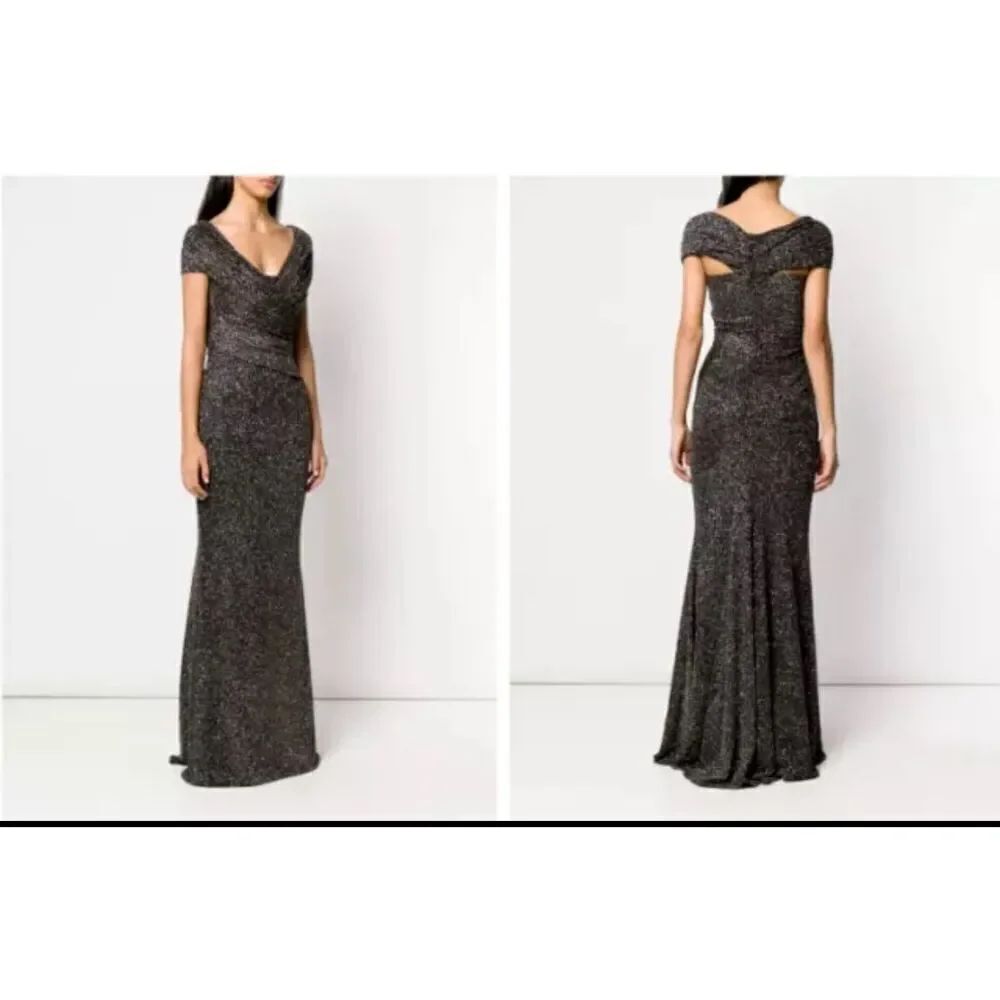 Talbot Runhof tokara stardust off the shoulder knit multidimensional multi color